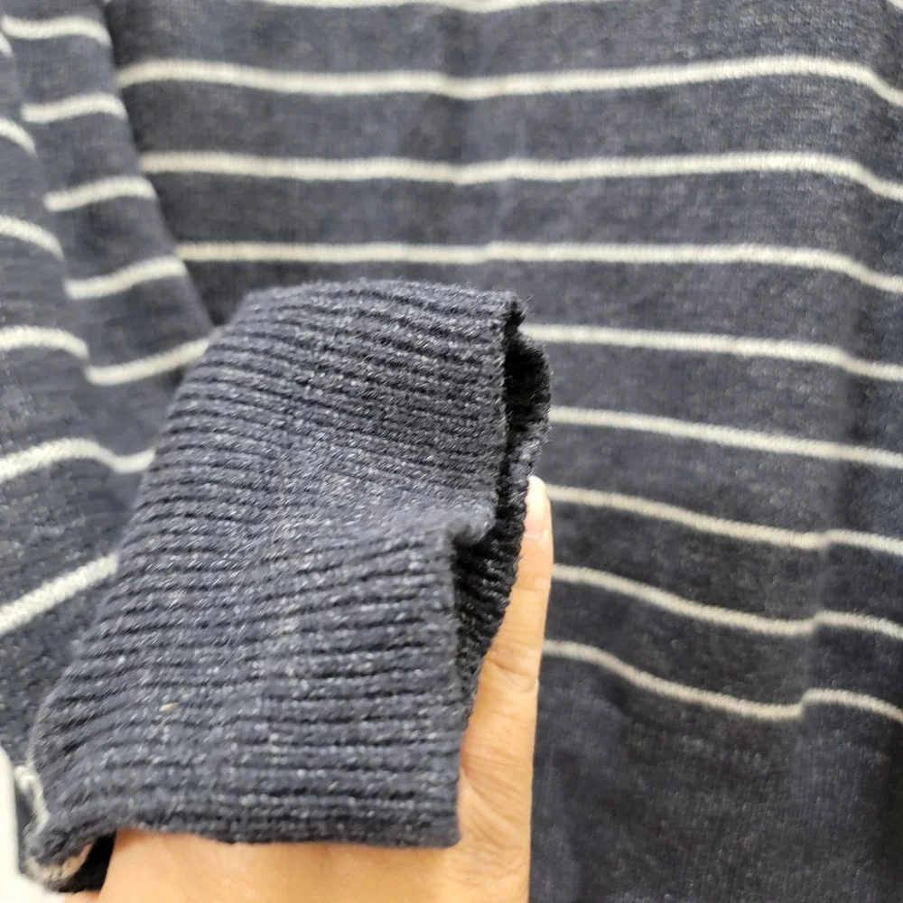 J. Crew Men's Large‎ Wool Blend Long Sleeve Striped Crewneck Blue Sweater Preppy